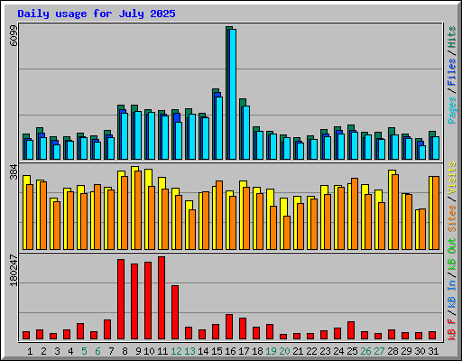 Daily usage for July 2025